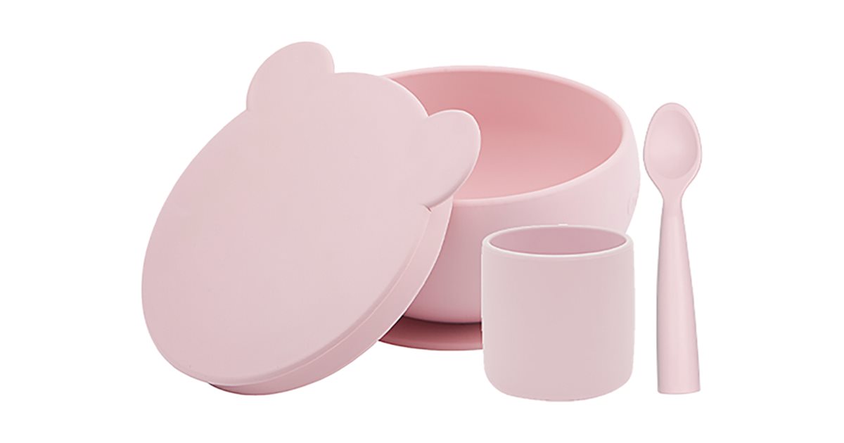 MinikOiOi Set BLW II In Silicone Alimentare, Grigio Polvere, Con Bavaglino, Ciotola E Cucchiaio