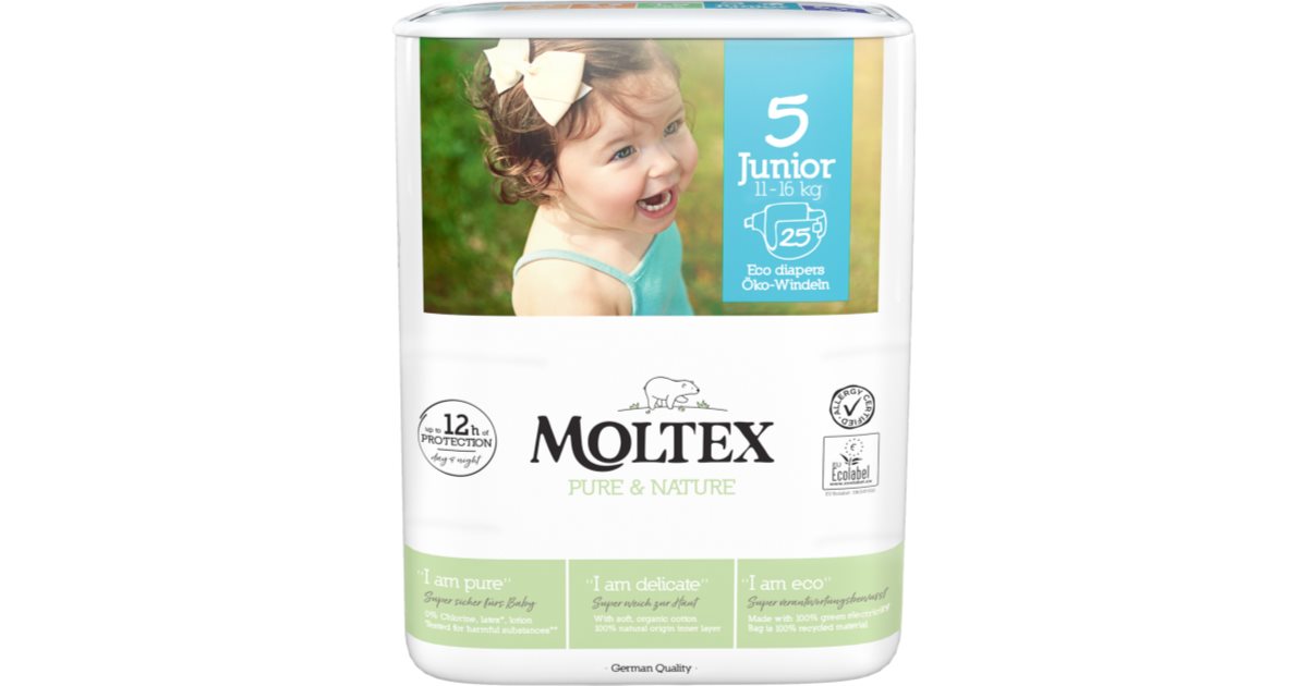 Moltex Pure & Nature Junior Size 5 disposable organic nappies | notino.ie