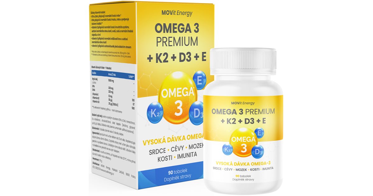 Movit Energy Omega 3 Premium +K2+D3+E tobolky pro normální činnost
