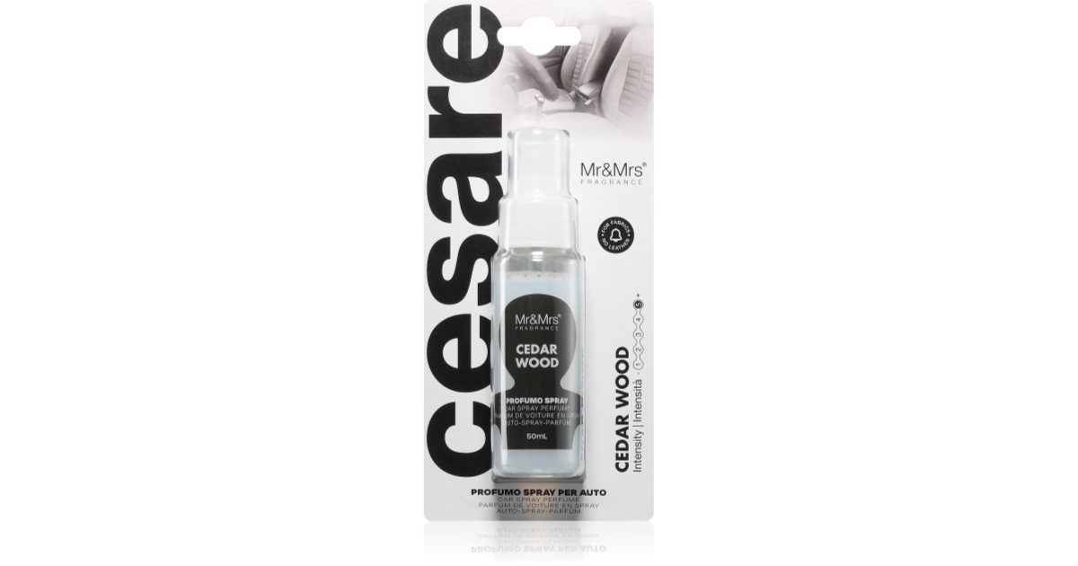 Mr&Mrs Cesare Désodorisant Voiture Bois De Cèdre – Parfum Élégant Noir, Fixation Aérateur, Made In Italy