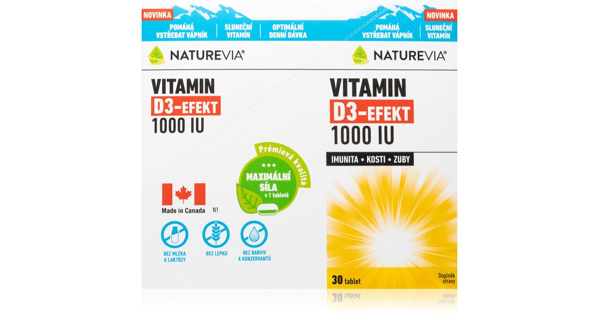 NatureVia Vitamin D3 Efekt 1000 IU výživový doplnok na podporu