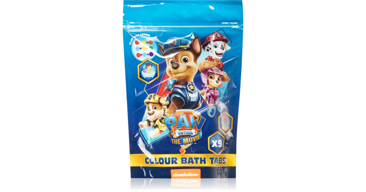 Nickelodeon Paw Patrol Movie Colour Bath Tabs - Effervescent Colored Bath  Tablets, blue packaging