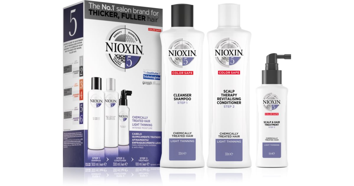 Nioxin System 5 Color Safe Chemically Treated Hair Light Thinning set ...