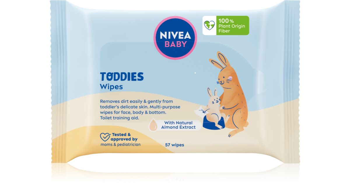 NIVEA Baby Lingettes Toddies – Lot De 60 Lingettes Douces & Hypoallergéniques Pour Visage, Mains Et Fesses Bébé
