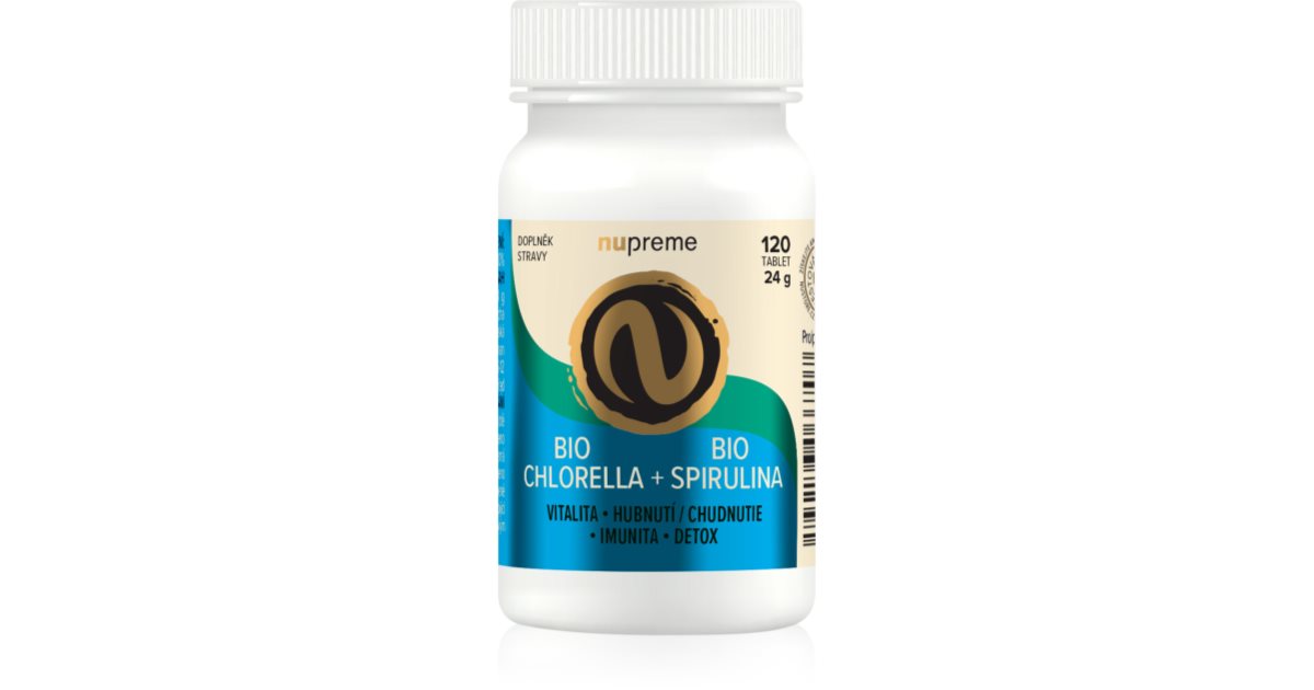 Nupreme Chlorella + Spirulina BIO přírodní antioxidant pro podporu