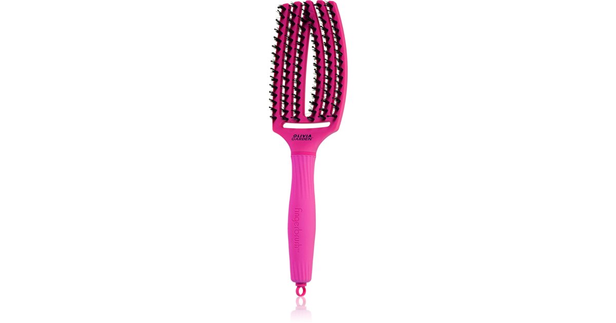 Olivia Garden Fingerbrush ThinkPink Flache Bürste mit Nylon- und  Eberborsten