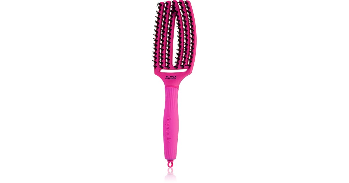 Olivia Garden Fingerbrush ThinkPink Flat Brush with nylon and boar