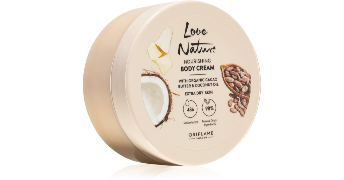 Oriflame Love Nature Cacao Butter  Coconut Oil nourishing body cream with  moisturizing effect