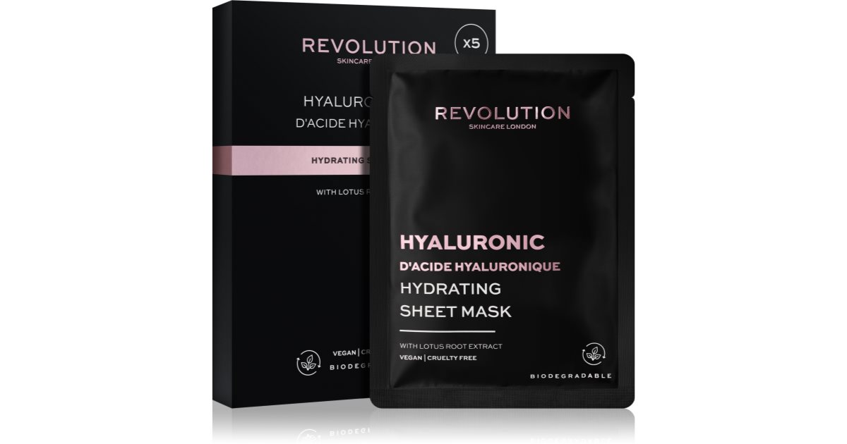 Revolution Skincare Hyaluronic Acid sheet mask set for intensive ...
