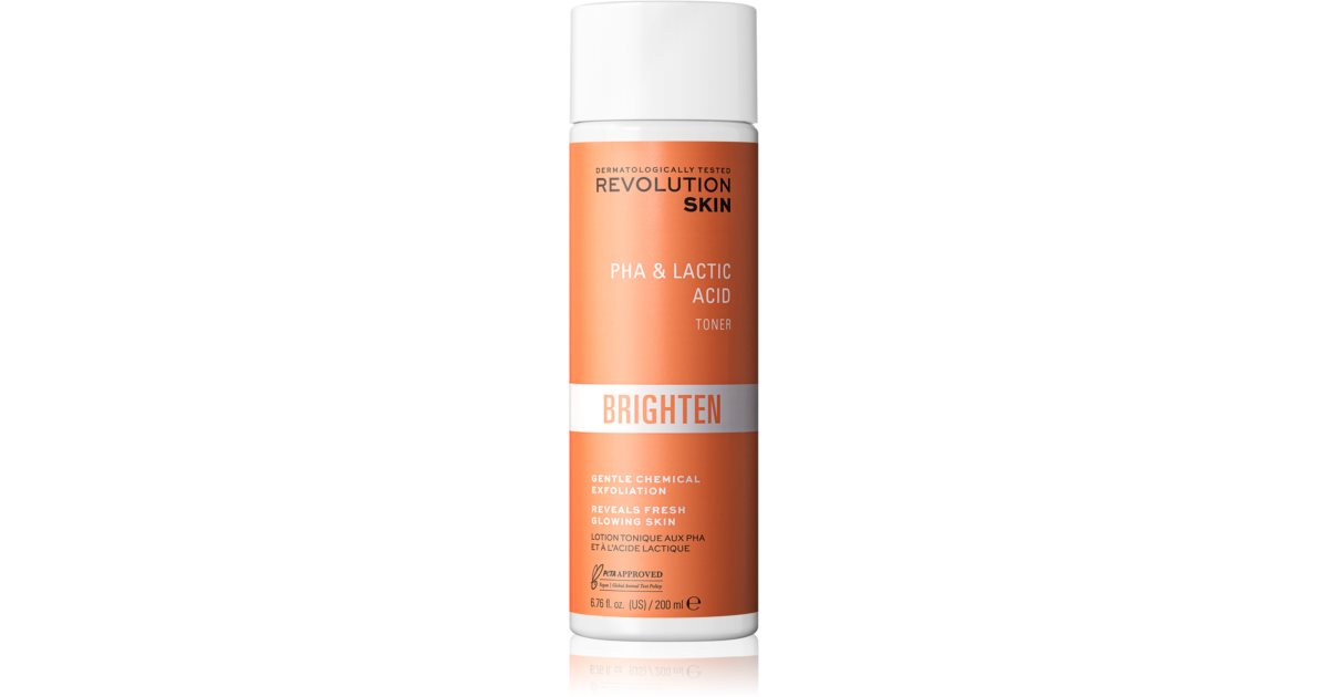 Revolution Skincare Brighten PHA & Lactic Acid tónico esfoliante suave para  peles secas e sensíveis
