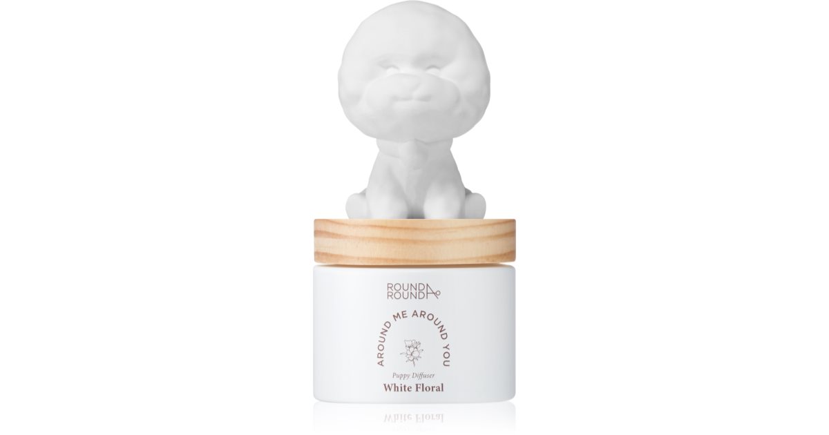 ROUND A‘ROUND Puppy Fluffy Bichon - White Floral aroma diffuser with ...