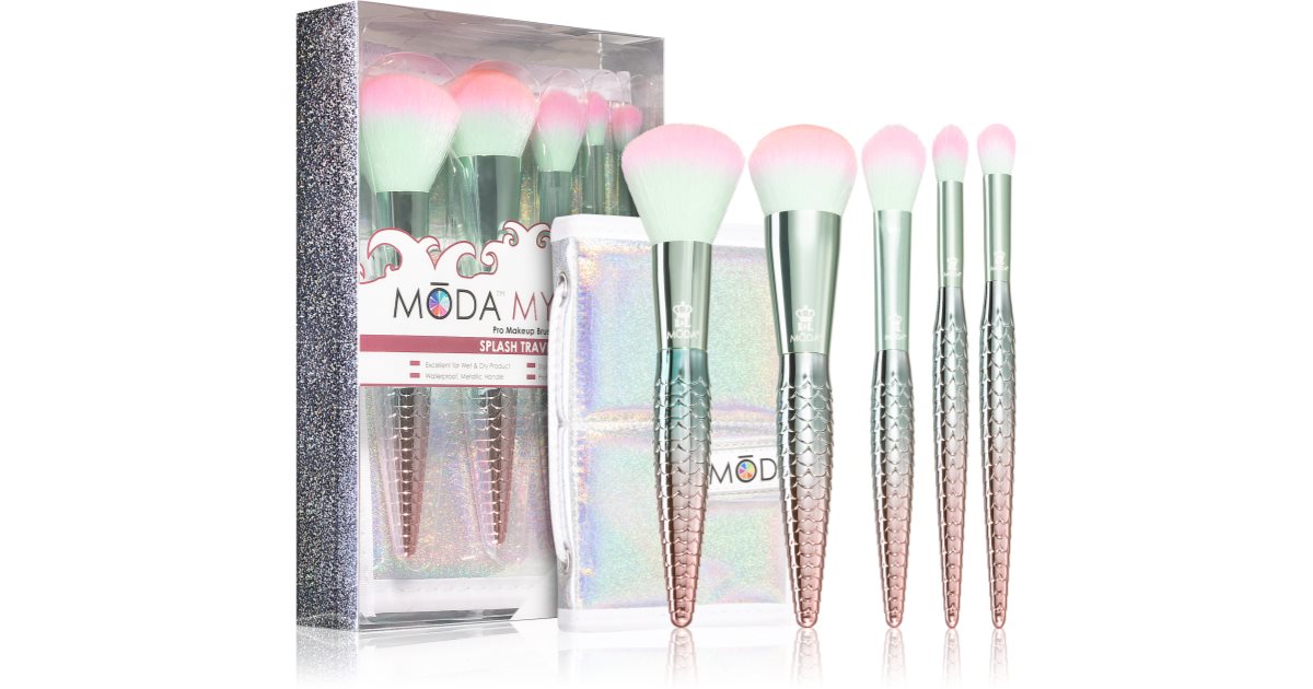 Royal & Lang Nickel Moda Mythical Perfecting Pixie Pinsel-Set, 5-teilig, Inkl. Holografischer Tasche