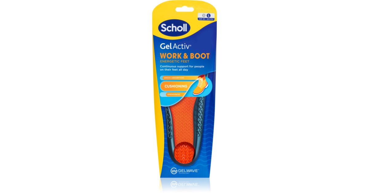 Scholl Gelactiv Semelles Running Homme - Absorption Chocs - Soutien Voûte Plantaire - Taille 40-46.5