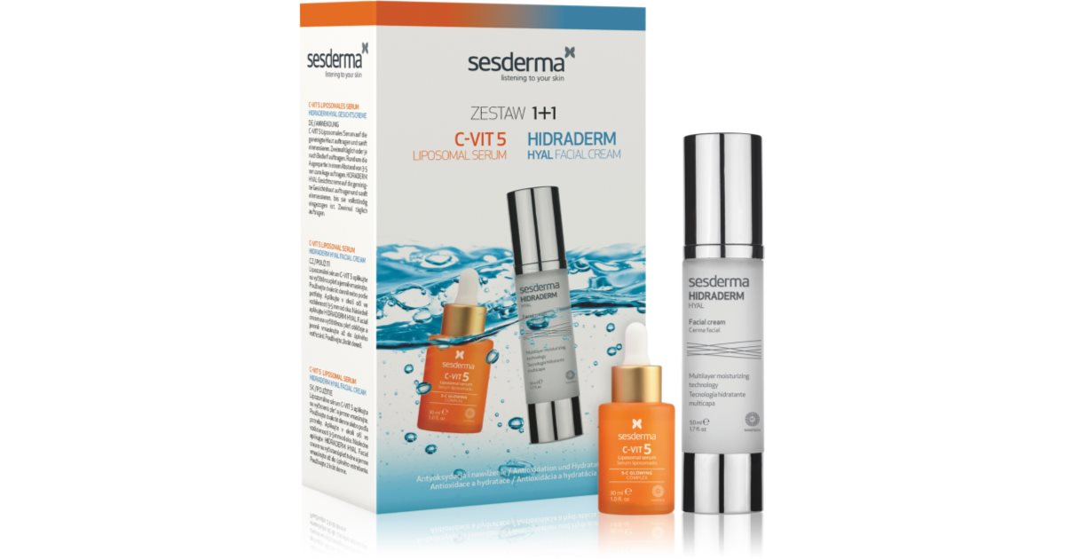 Dr Raderm Sesderma Set C-Vit 5 + Hidraderm Hyal coffret para iluminação e ...