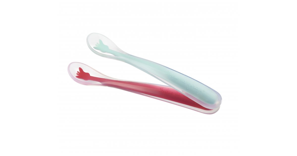 Set Di 3 Posate In Silicone Per Bambini, Sophie La Giraffa, Forchetta Coltello E Cucchiaio, Lavabili In Lavastoviglie - 3