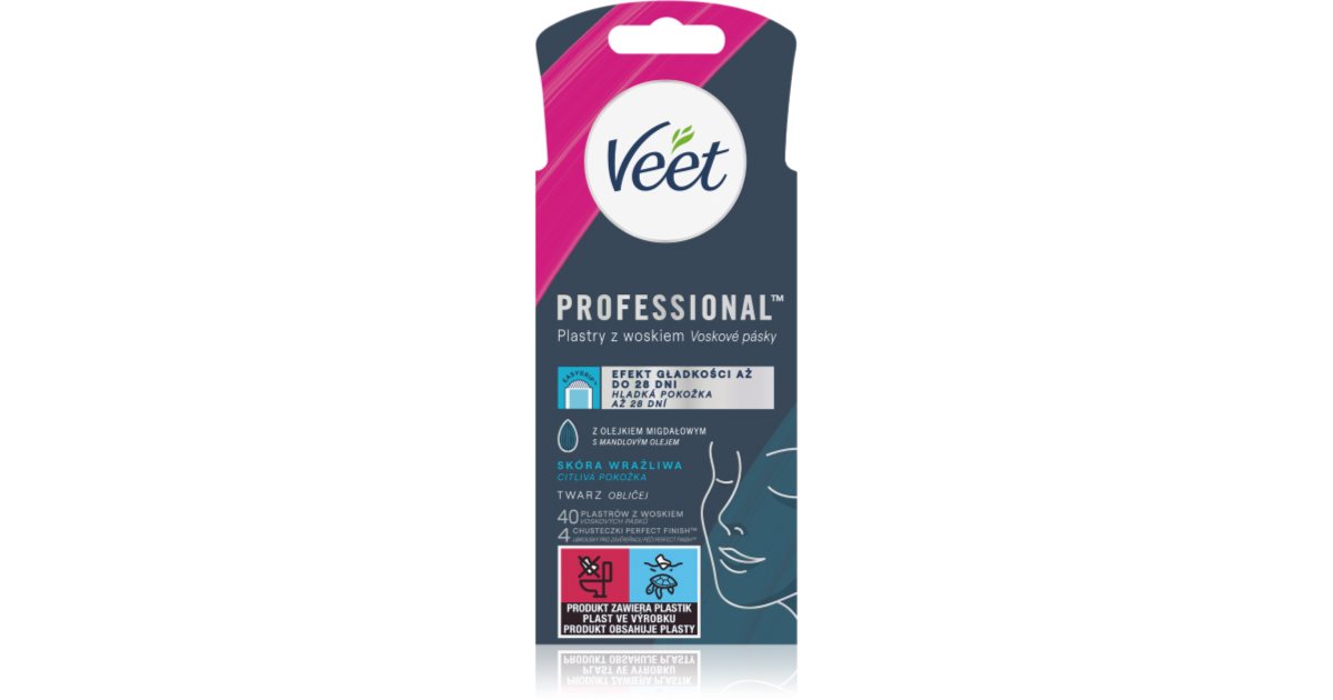 Veet Professional bandes de cire pour épilation visage peaux sensibles notino.be