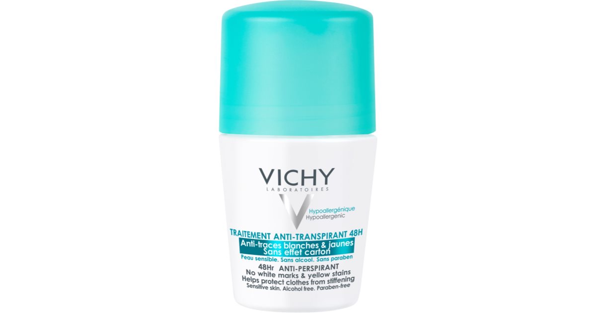 Vichy Deodorant 48h 48Hr Anti Perspirant, No White Marks & Yellow
