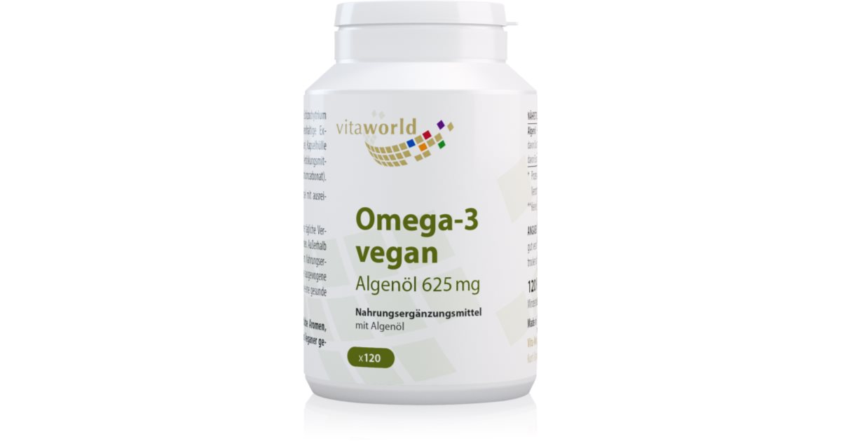 Vita World Omega3 vegan Kapseln zur Unterstützung der Blutzirkulation und der kognitiven