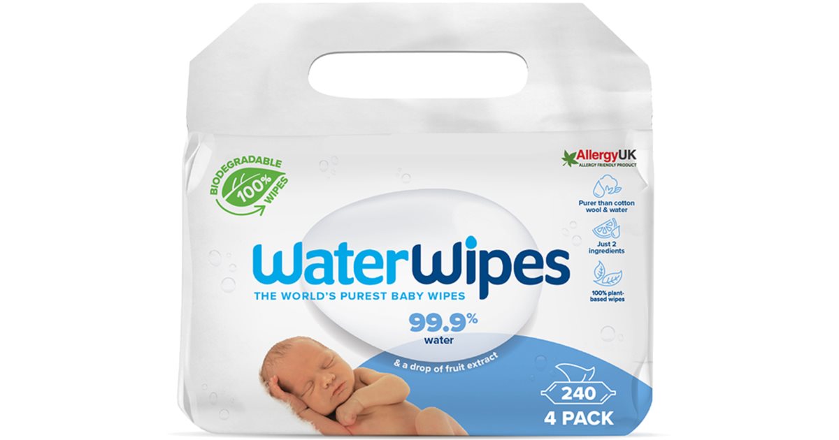 WaterWipes BIO Baby Wipes - Lingettes nettoyantes biodégradables pour bébé,  60 pcs