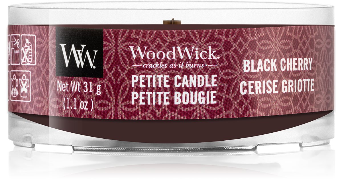 Woodwick Black Cherry votive candle Wooden Wick notino.co.uk
