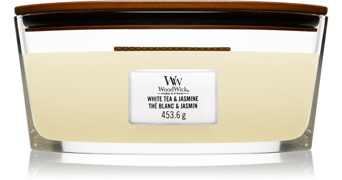 Woodwick White Tea & Jasmine vonná svíčka s dřevěným knotem (hearthwick) | notino.cz