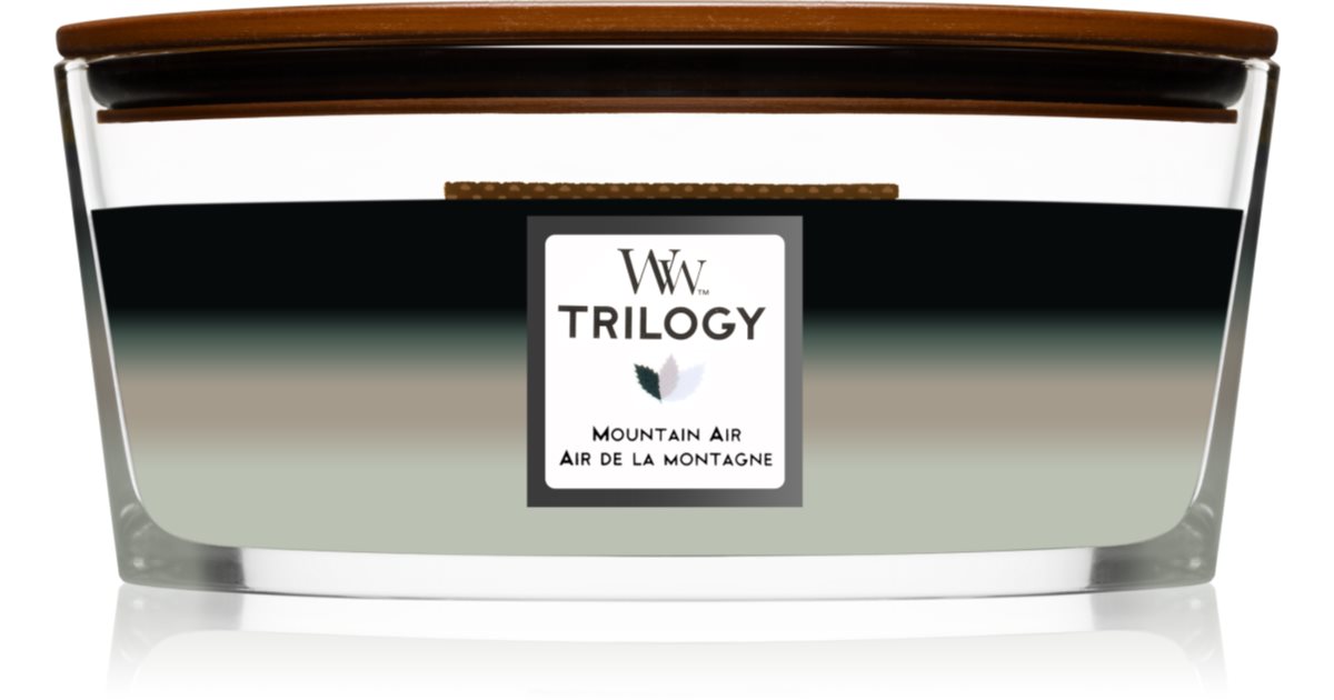 Woodwick Trilogy Mountain Air bougie parfumée avec mèche en bois