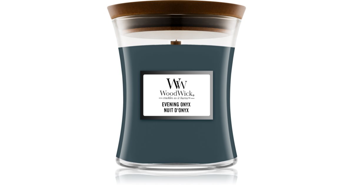 Woodwick Evening Onyx candela profumata con stoppino in legno