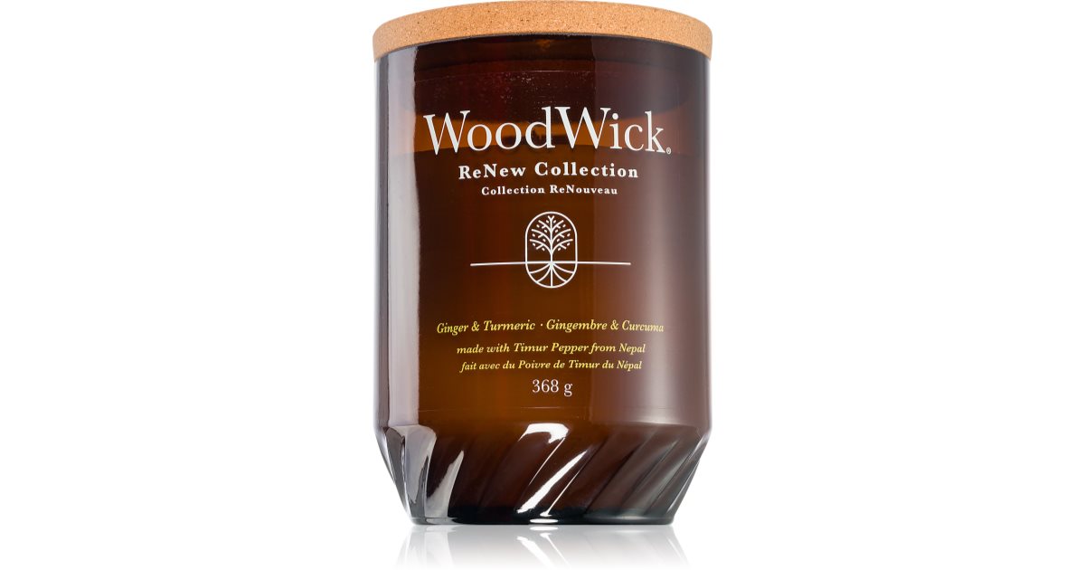 Woodwick Ginger & Turmeric candela profumata con stoppino in legno 