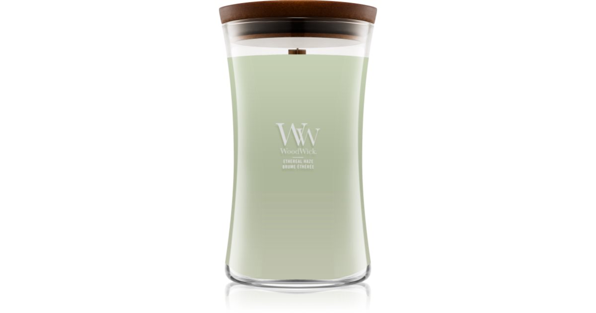 WoodWick Core Medium Candela Profumata – Ethereal Haze, Fresca E Pulita, 60h Di Combustione, Stoppino In Legno Sgocciolante, 9,9x9,9x11,4 Cm