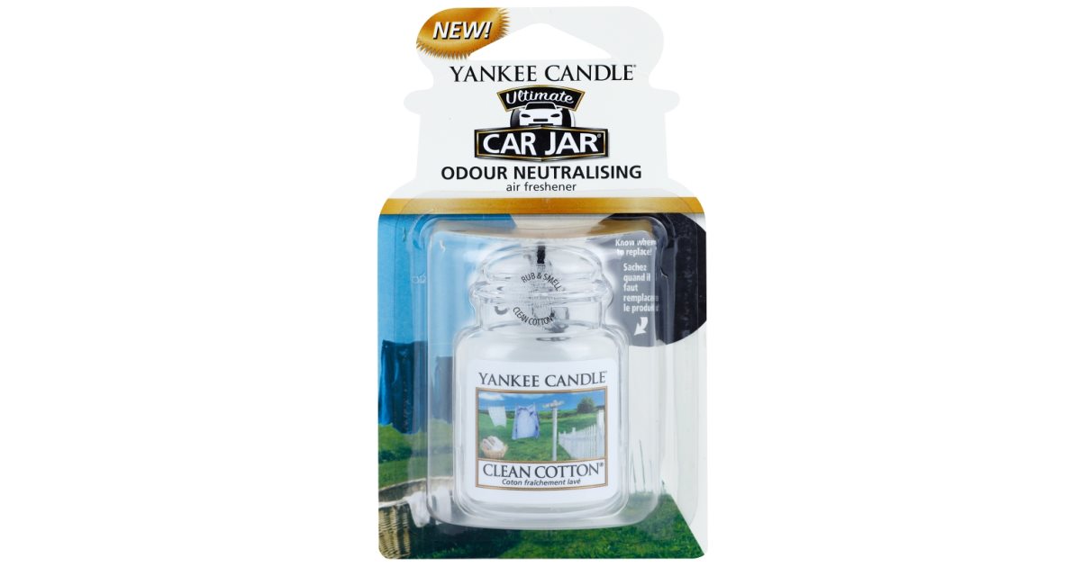 Yankee Candle Car Jar Clean Cotton - Lot de 3 désodorisants voiture