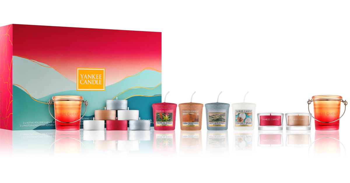 YANKEE CANDLE confezione regalo, Candele profumate natalizie, 18 candele tea light e 1 porta candela tea light, Collezione Countdown to Christmas