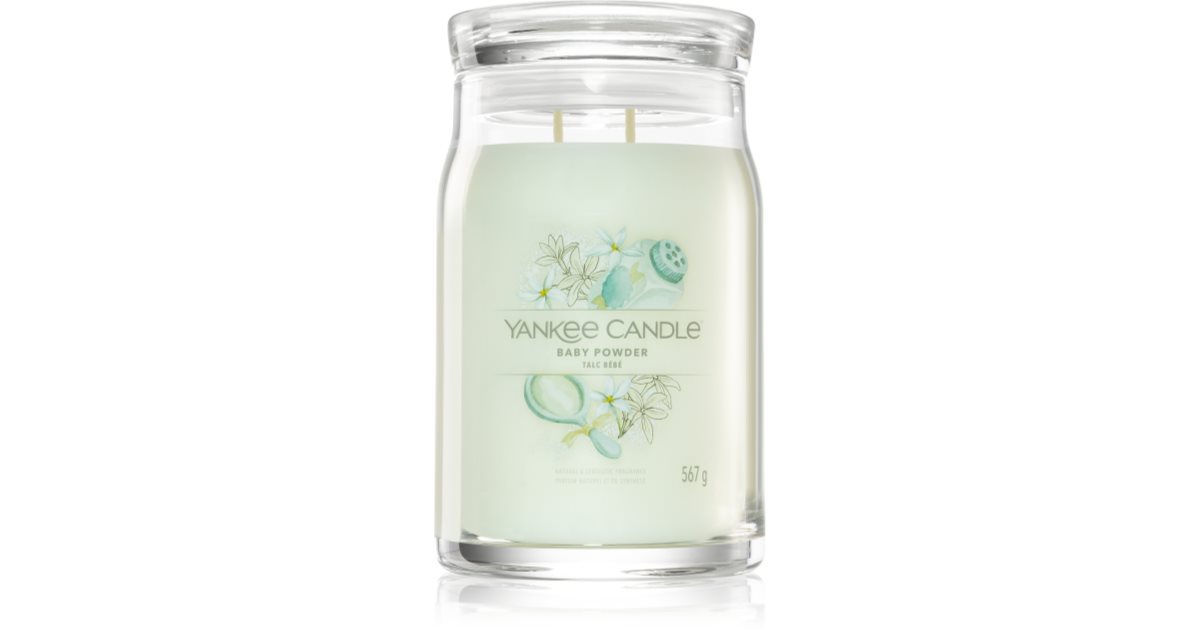 ACCENDILA CANDLE Baby - Candela Profumata, Baby Talco, Cera Naturale, Made in Italy, Bicchiere in Vetro Satinato, Tappo in Legno di Faggio, 200 grammi