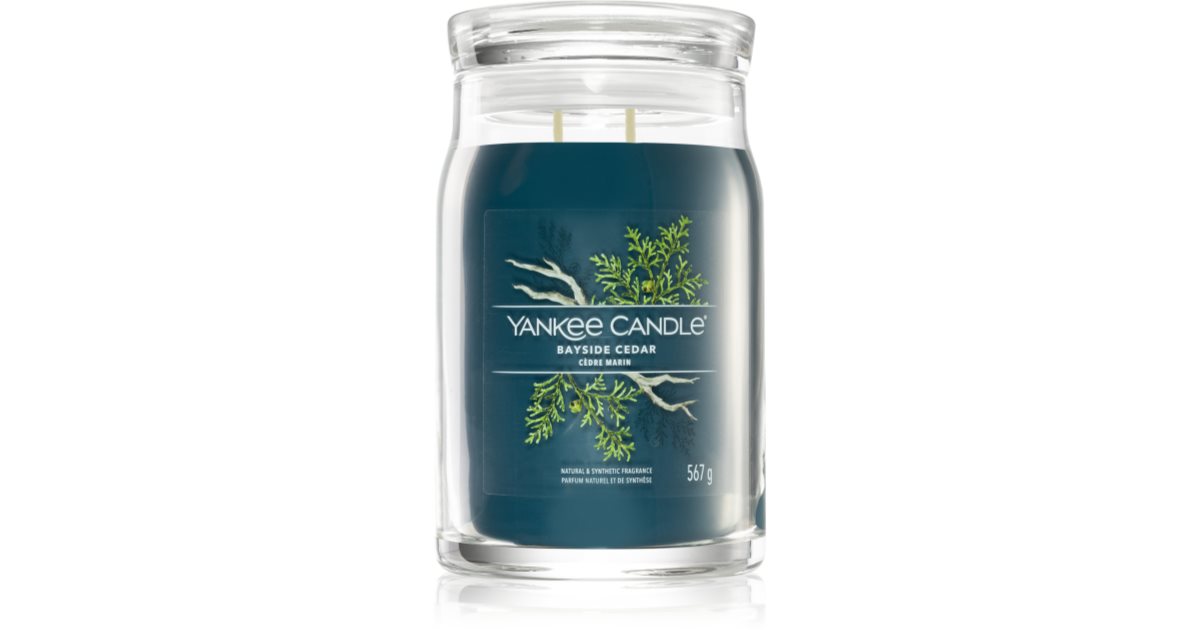 Vela Grande Yankee Candle Bayside Cedar – Fragancia Fresca A Cedro Y Brisa Marina – Ambiente Acogedor